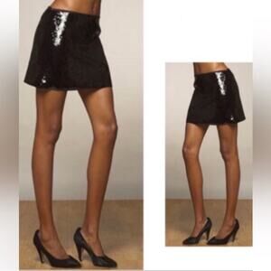 Theory Roxanne Sequin Black Mini Skirt Women’s Size 6 NWT